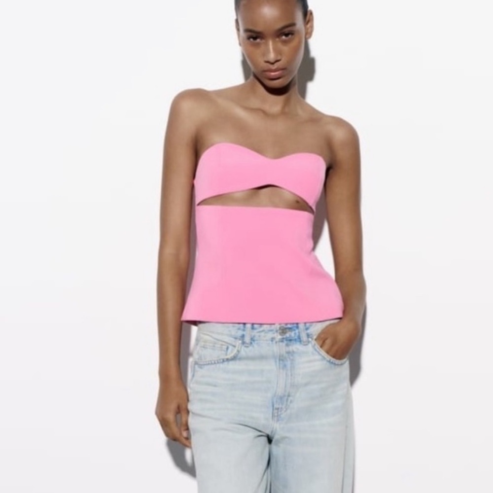ZARA Barbie pink cut out corset bustier 2023